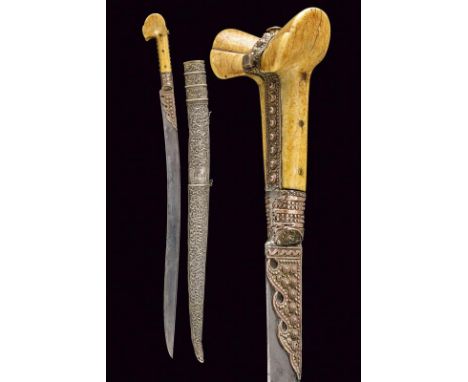 dating: 19th Century provenance: Turkey, Slightly curved, single-edged blade, with thin groove next to the back. Both facets 