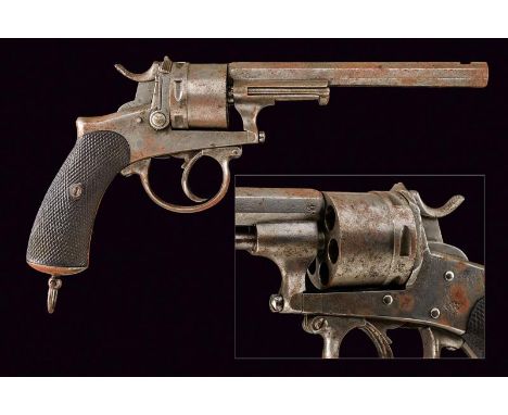 dating: 1875-1890 provenance: Belgium, Octagonal, rifled, 9 mm cal. barrel, without fore-sight. Smooth, six-shot cylinder wit