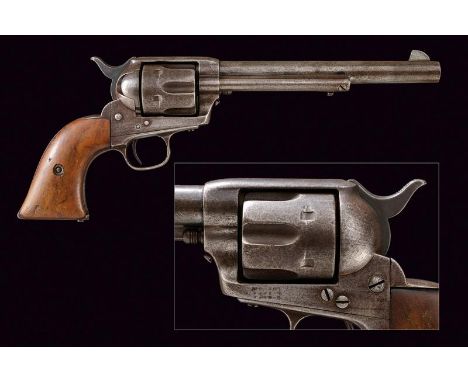 dating: 1880 provenance: USA,Cylindrical, rifled, 7-1/2" barrel, with fore-sight, marked "COLT's PT.F.A. M.F.G. Co. HARTFORD 