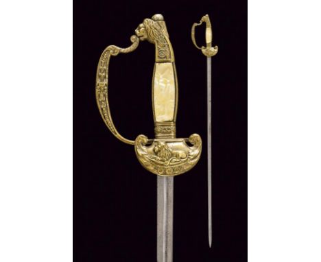dating: 19th Century provenance: Bavaria, Straight, single-and short false-edged blade, with fuller, remains of engravings at