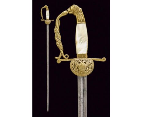 dating: 19th Century provenance: Austria, Straight, single-and short false-edged blade, with fuller. Pitting at the tip. Bras