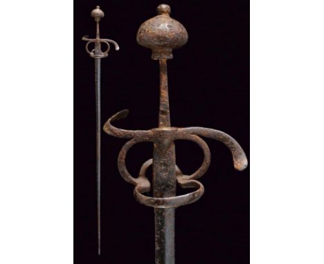 dating: 16th Century provenance: Spain, Straight, double-edged blade, convergent toward the tip, of lenticular section, recta