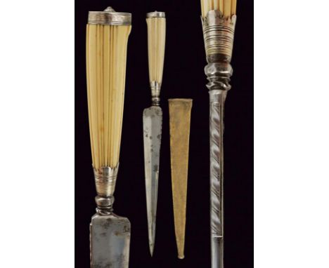 dating: circa 1800 provenance: Genova, Straight, single-and false-edged blade with chiselled back. Ivory grip, enlarged towar
