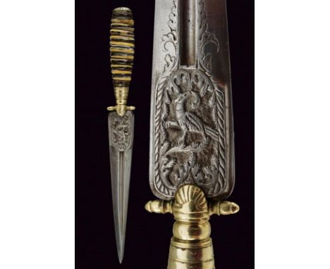 dating: First half of the 19th Century provenance: Southern Italy, Straight, double-edged blade of triangular shape, with cen
