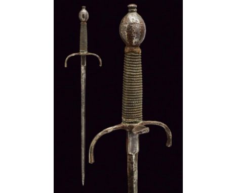dating: early 17th Century provenance: Italy, Long, straight blade of lozenge section, tang outlined at the borders; simple q