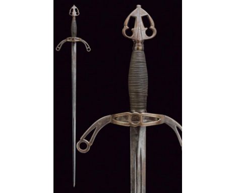 dating: 19th Century provenance: Europe, Straight, double-edged blade, with double fuller in the first half and then ribbed t