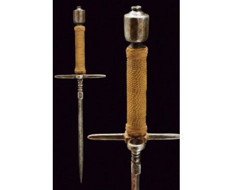 dating: 19th Century provenance: Europe, Straight blade of square section, base with knots. Iron quillon with small guard-rin