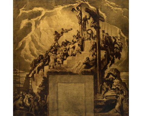 JOSÉ MARÍA SERT (Barcelona, 1874 - 1945)."Calvari". Sketch for the epistle aisle in Vic Cathedral, 1925-1927.Mixed media on c
