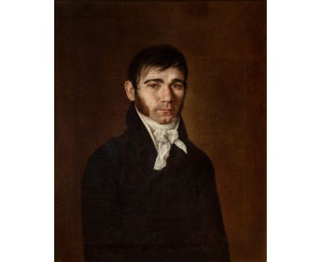 Spanish school ca. 1810."Portrait of a gentleman.Oil on canvas.Measurements: 70 x 57 cm; 79 x 65 cm (frame).Outstanding male 