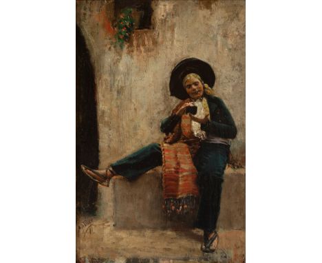AGUSTÍN ALMAR (Valencia, second half of the 19th century)."Valencian Personage", 1891.Oil on panel.Signed and dated 91 on the