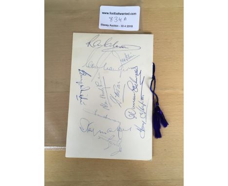 1957 England Signed Football Menu: 6 April 1957 England v Scotland signed by England team to rear by Duncan Edwards Billy Wri