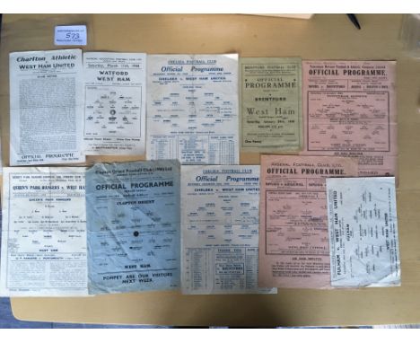 43/44 West Ham Away Football Programmes: Includes Watford Cup and London clubs playing in Football League South. Overall good