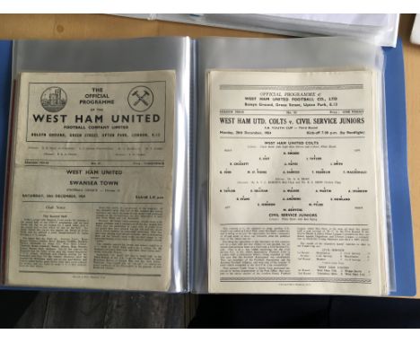 54/55 West Ham Home Football Programmes: Complete of all League matches and Reserves, Youth matches v Civil Service, ECL v Ar