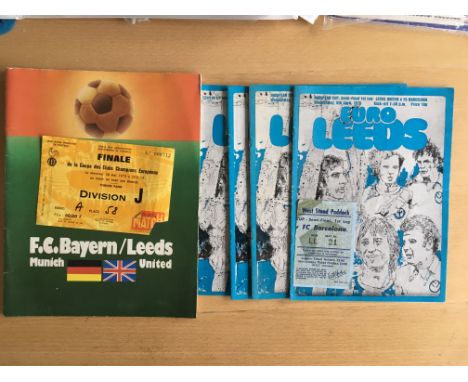 1975 European Cup Final Football Programme + Ticket: Bayern Munich v Leeds with very good programme and ticket which has smal