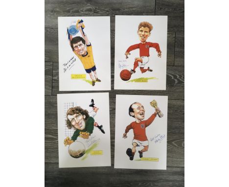 Signed Football Print Collection: Large 16 x 12 inch prints some of which are caricatures hand signed and without dedication.