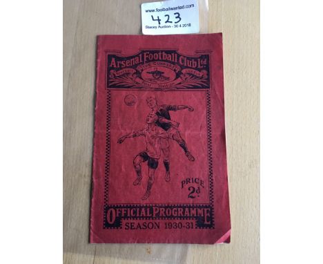 30/31 Arsenal v Aston Villa FA Cup Football Programme: Good condition with no team changes. Light fold.