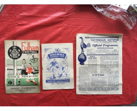 London Club Festival Of Britain Football Programmes: All played in May 1951 with Home Matches v Foreign opponents for Tottenh