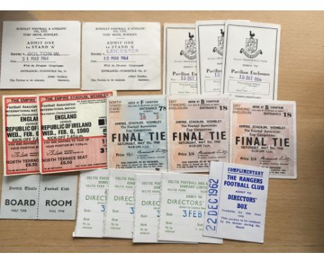 Football Ticket Collection: Includes homes from the 1960s for Burnley Celtic and Glasgow Rangers with 50s Airdrie and 3 ticke