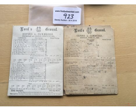 1800s Oxford v Cambridge Cricket At Lords Scorecards: The 1896 has W. G. Graces son playing for Cambridge. He died aged 30 an