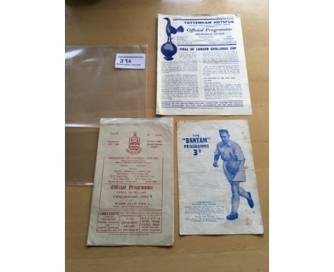 1950s West Ham Minor Away Cup Final Football Programmes: Includes Chelmsford 1958 Essex Prof Cup sof, Coventry 1960 Fair and 