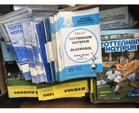 Tottenham Home Football Programmes: Good condition collection. Includes 77/78 2nd division season. 2 boxes. (400)