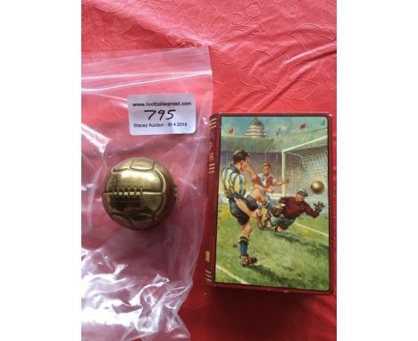 Old Football Clock + Money Box: Clock in the style of an old laced football which opens up to reveal Europa 7 Jewell clock in