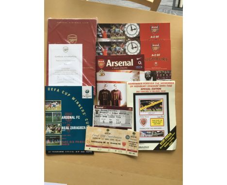 Arsenal Football Memorabilia: Includes from the last match at Highbury v Wigan the ticket programme and ltd edition hardback 