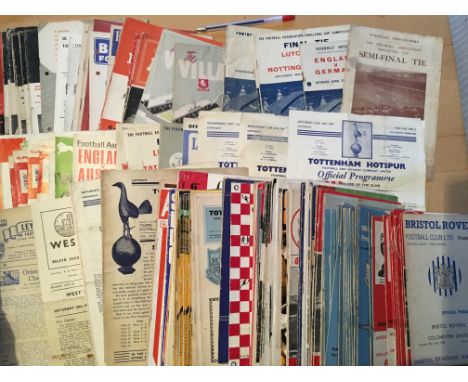 Football Programme + Ticket Box: Programmes are 65 x 50s, 165 x 60s with some more recent including 1996 FA Cup Final. Wide v