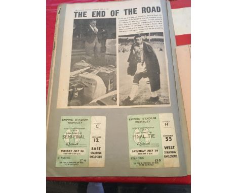 1966 World Cup Willie Scrapbooks: One book complete of match reports from newspapers and magazines with the addition of a tic