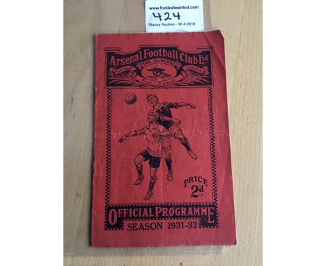 31/32 Arsenal v West Brom Football Programme: Good condition with no team changes. Light folding.