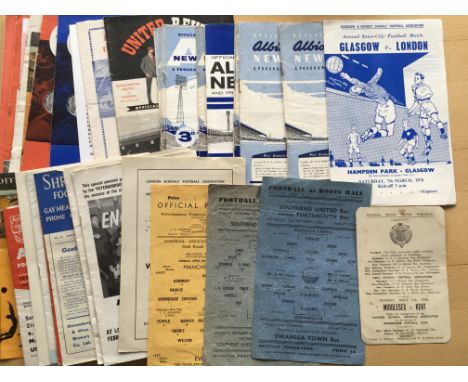 Varied Football Programmes: Wide ranging pre 70 collection to include Peter Broadbent for Kent v Middlesex Boys 47/48, Arsena