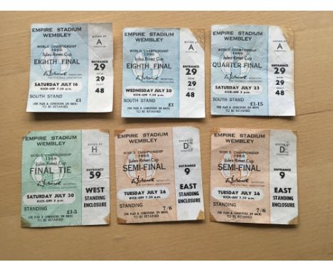 1966 England World Cup Football Tickets: Covers 5 of the 6 matches that England played including the Final. All tickets have 