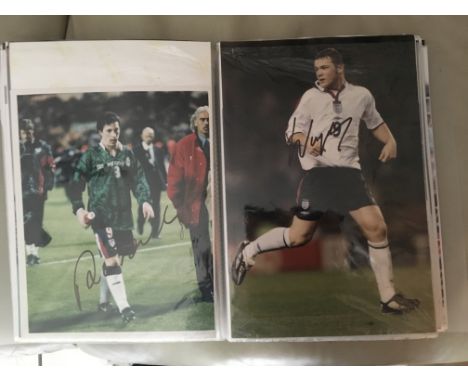 England Signed Football Photo Collection: Colour 10 x 8 or 12 x 8 including Gascoigne Beardsley Gerrard Banks Lampard Rooney 