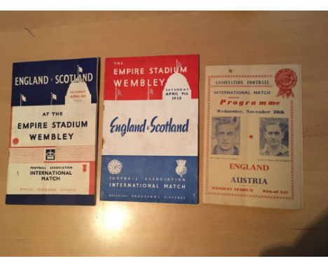 Pre War England v Scotland Football Programmes: 1936 and 1938 both with very rusty staples. C/W a 1951 England v Austria pira