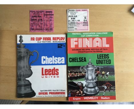 1970 FA Cup Final Programmes + Tickets: Excellent condition programmes for both 1st match and replay without writing. Wembley