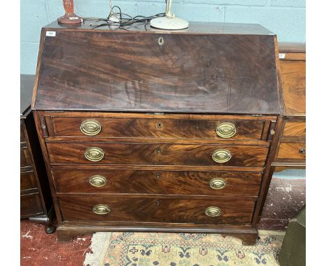 Late 18th C. mahogany writing bureau on bracket feet. hidden, secret drawers - Approx size W: 102cm D: 54cm H: 106cm 
