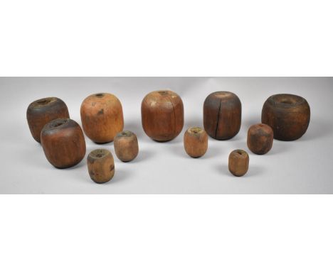 A Collection of Vintage Wooden Roller Fenders of Various Sizes 