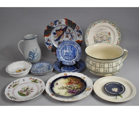 A Collection of Various Ceramics to comprise Royal Doulton Toilet Jug, Various Plates to include Imari Example, Wedgwood jasp