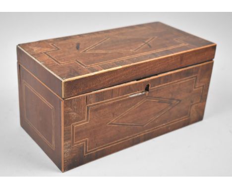 A 19th Century Inlaid Mahogany Three Division Tea Caddy of Rectangular Form, 25.5cm wide, in Need of Some Attention 
