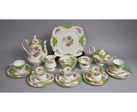 A Collection of Paragon Rockingham Pattern Coffee Wares to comprise Coffee Pot, Cans, Saucers, Side Plates, Sugar Bowls, Jug,