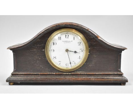 An Edwardian Oak Cased Mantel Clock the Dial Inscribed for Russells of Liverpool, Movement Overwound, 27cm Wide 