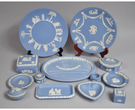A Collection of Various Wedgwood Jasperware to include Tray, Dishes, Lidded Pots, Plates Etc (12 Pieces in Total) 