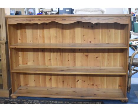 A Modern Pine Three Shelf Open Bookcase, 155cm wide 