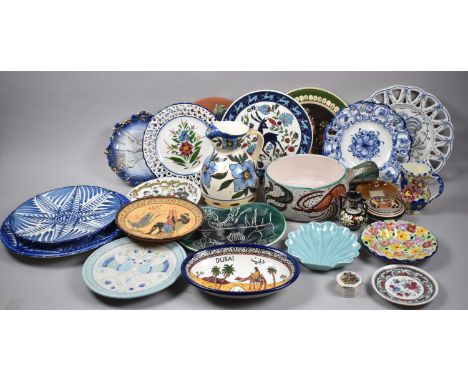 A Collection of Mainly Continental Ceramics to Include Plates, Jugs, Bowls, Vases etc 