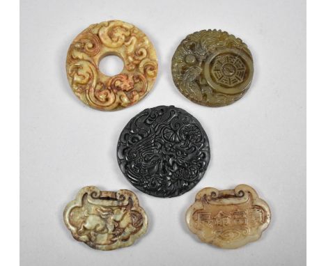 A Collection of Five Jade and Jadeite Disks and Amulets 