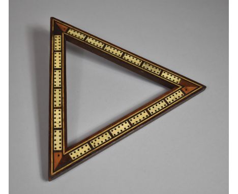 An Edwardian Colonial Cribbage Board of Triangular Form with Paper Store Under (No Pegs), Each Element 28cm Long 