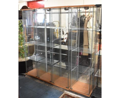 Four Modern Illuminated Three Shelf Display Cabinets, Each 42x73x162cm high 