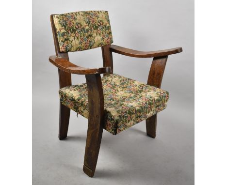 A Mid 20th Century Tapestry Seated and Backed Oak Framed Armchair 