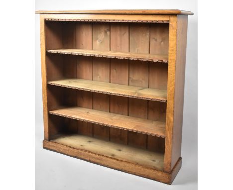 A Nice Quality Edwardian Oak Three Shelf Open Bookcase with Studded Decoration, 107cm wide 