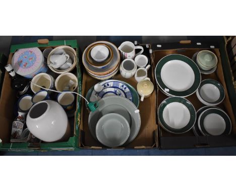 Three Boxes of Various Kitchen Ceramics, Plates, Bowls, Jugs, Storage Jars etc 